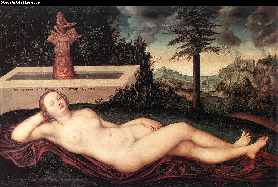 CRANACH, Lucas the Elder Reclining River Nymph at the Fountain fdg